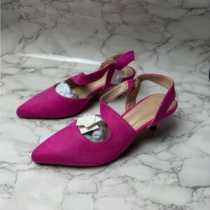 Women’s Bocca Heel PumpsHot Pink 2 Inch Slingback Dress Shoe US Size 8